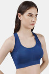 Soie Moisture Wicking Removable Padding Sports Bra - Deep Blue — thumbnail 3